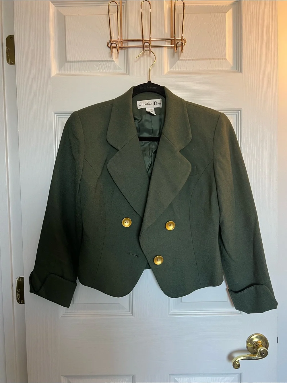 Vintage Christian Dior Green Wool Blazer